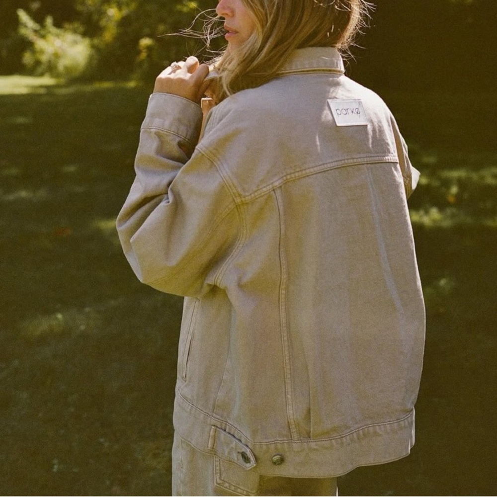 NWOT PARKE DENIM JACKET IN CAMEL